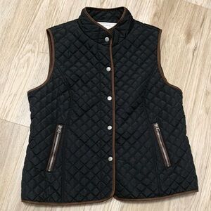 Quilted Barn Coat Vest Jacket Womens XL Black Brown